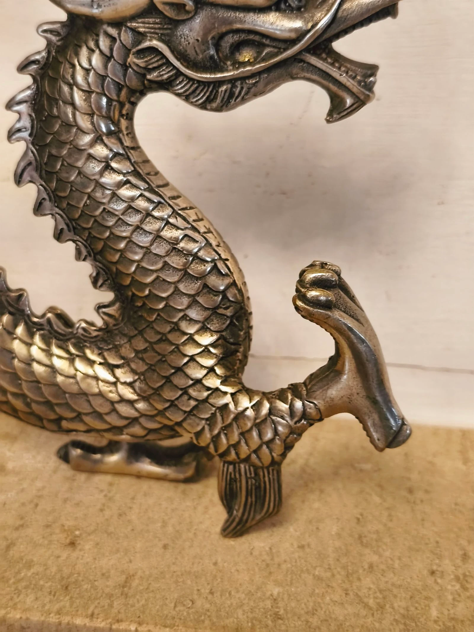 Figura escultura de bronze prateado Dragão loon – photo 8